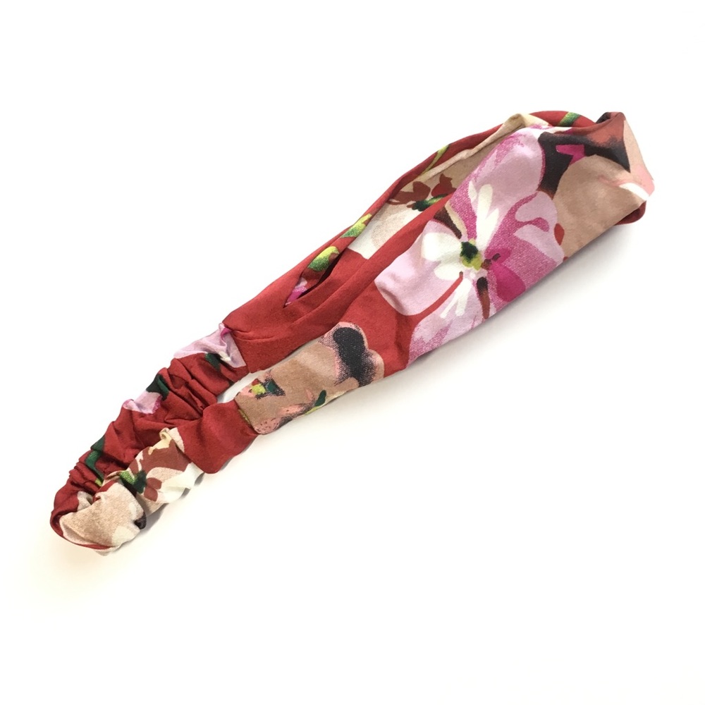 Red Floral Boho Twist Headband